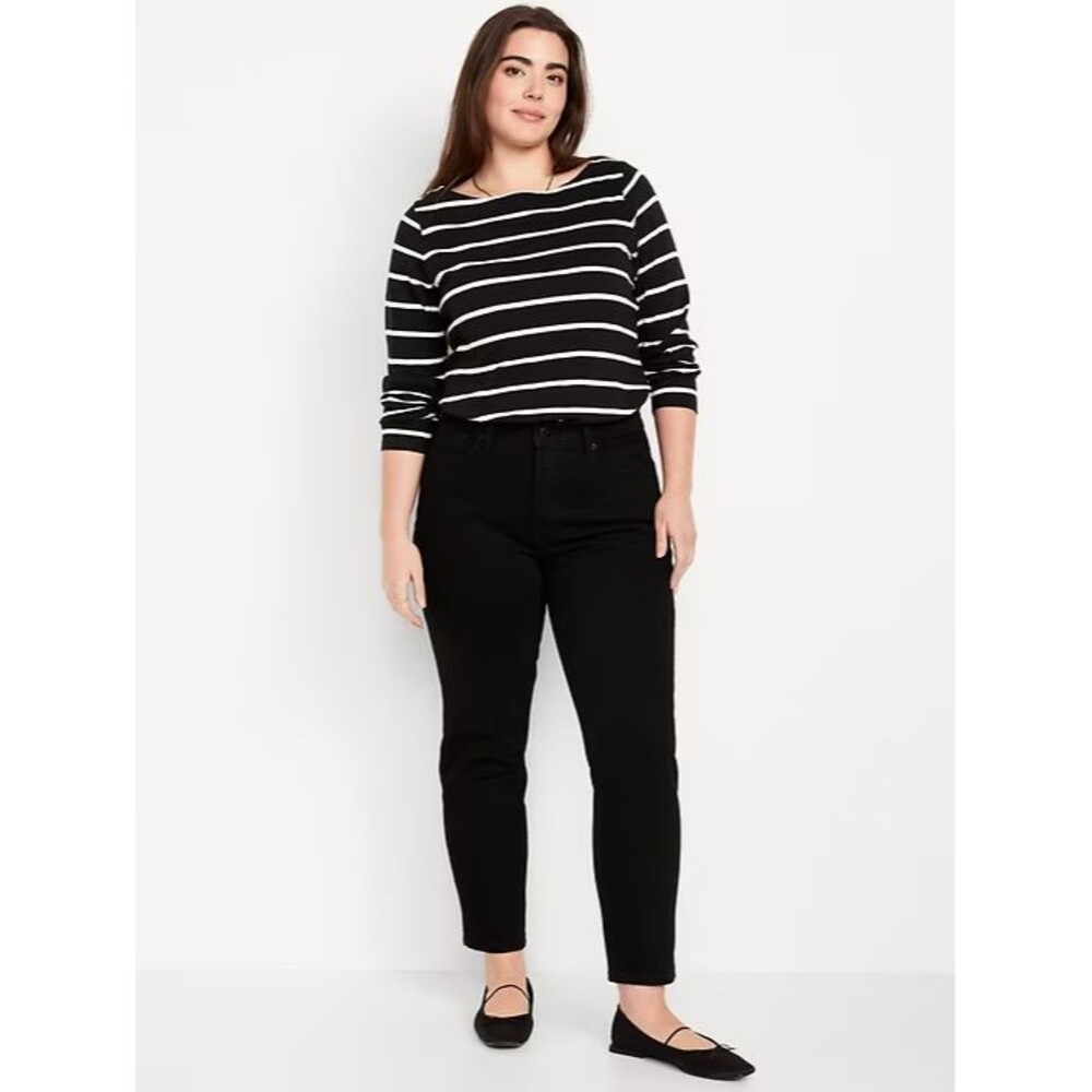 Old Navy OG Straight Ankle Jeans Womens 16 Tall Black High Rise Cotton 2 NEW